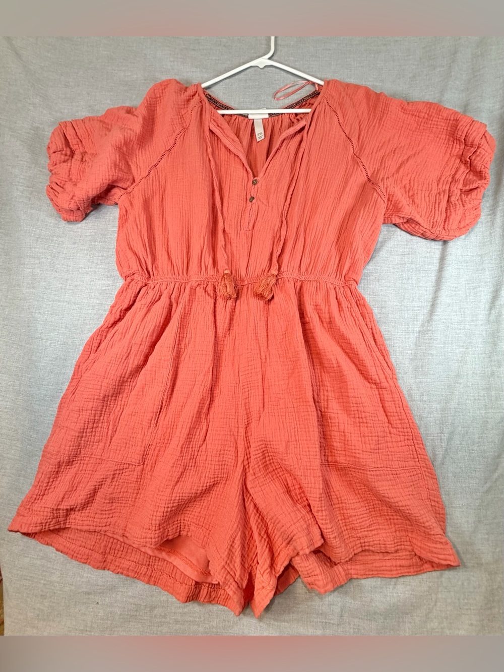 Knox Rose Coral Gauze One-Piece Romper